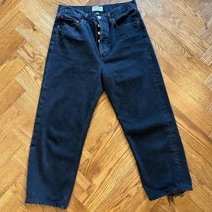 AGOLDE 90’s Crop Mid Rise Straight Jeans in Tar